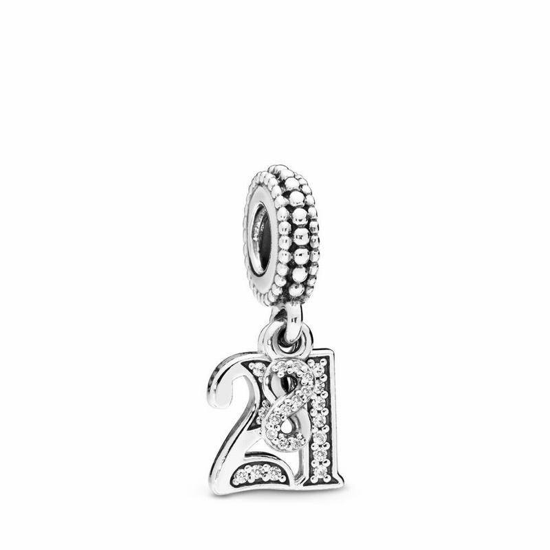 Pandora 21 Dangle Charm - Sterling Silver/Cubic Zirconia - Canada | DY5765SY